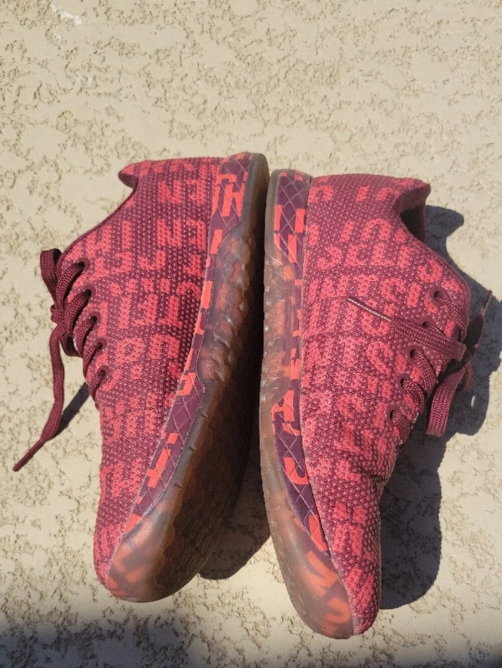 NOBULL Burgundy and Coral Knit Sneakers